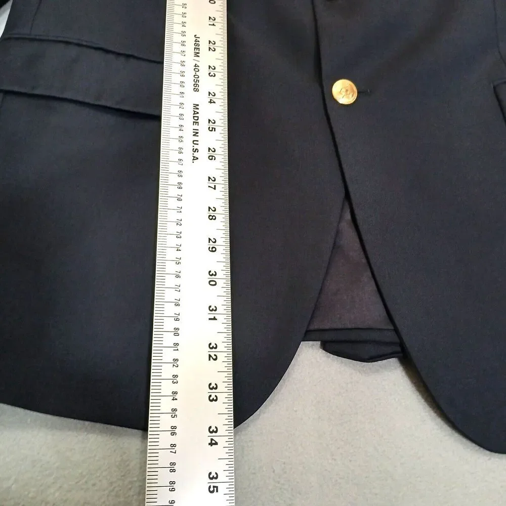 Ralph Lauren Sport Jacket Mens Navy Blue Wool Blazer Gold Button Size 44L